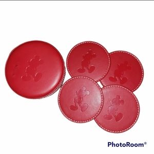 Disney theme parks Mickey Mouse red faux leather coasters set of 4